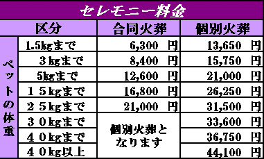 料金表